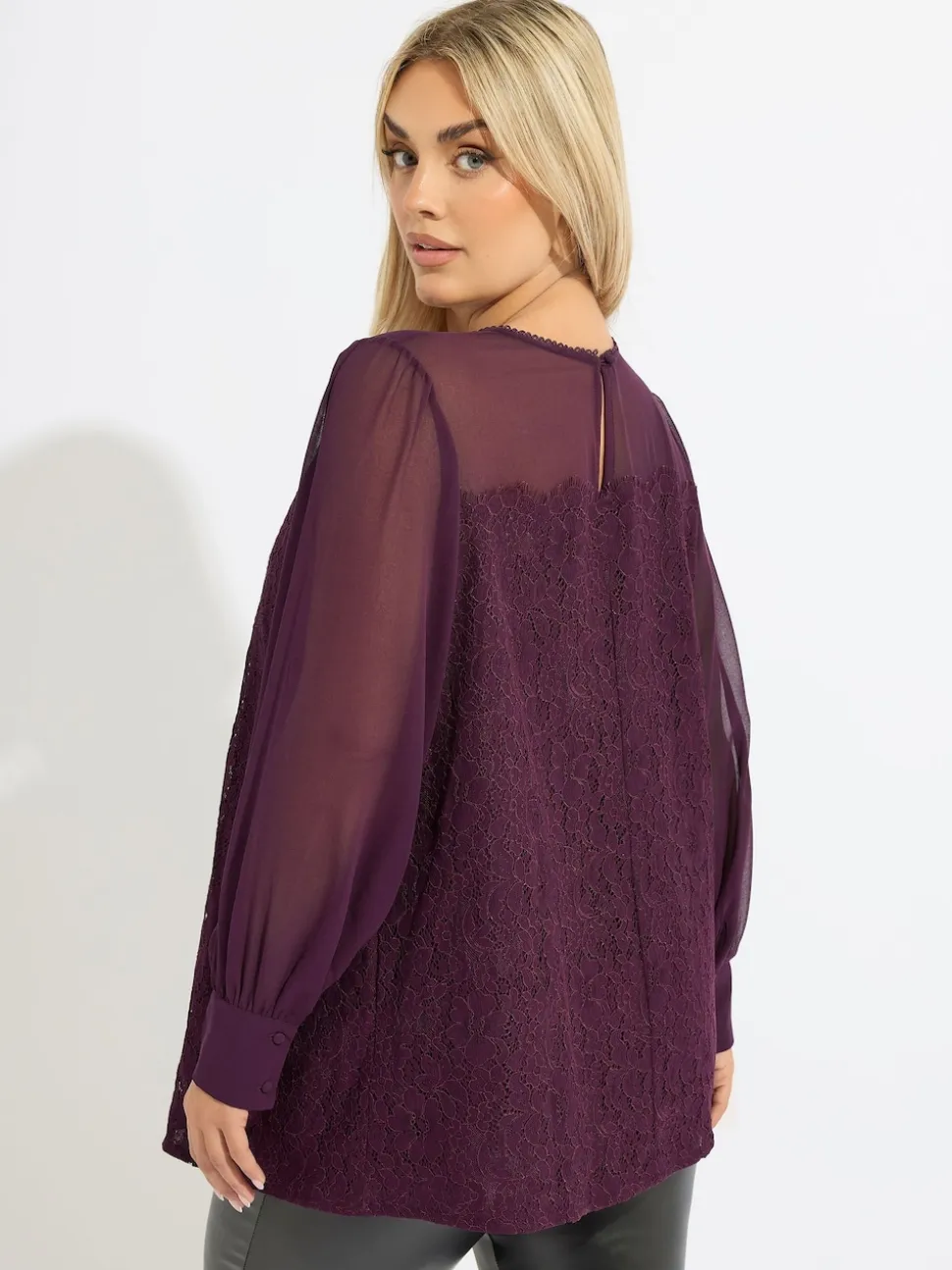 Yours Curve Red Lace Front Blouse