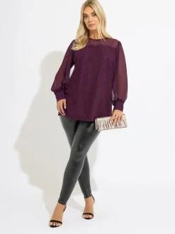 Yours Curve Red Lace Front Blouse