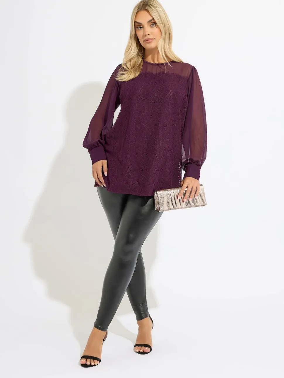 Yours Curve Red Lace Front Blouse
