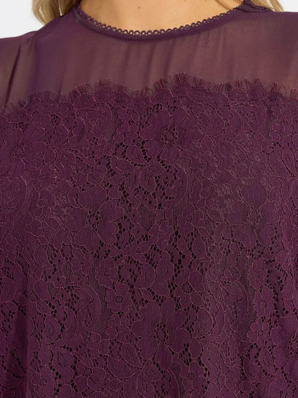 Yours Curve Red Lace Front Blouse