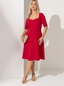 Yours Curve Red London Panelled Skater Dress
