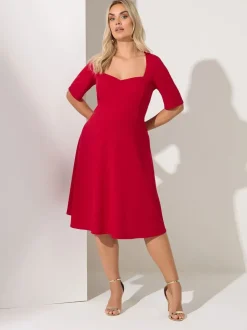 Yours Curve Red London Panelled Skater Dress