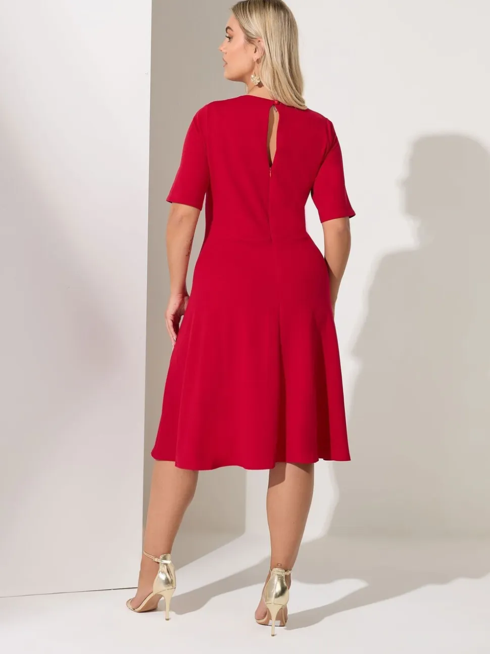 Yours Curve Red London Panelled Skater Dress