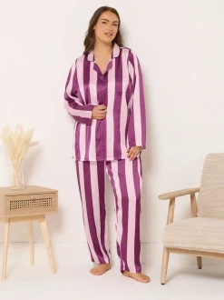 Yours Curve Red Satin Pyjamas Set
