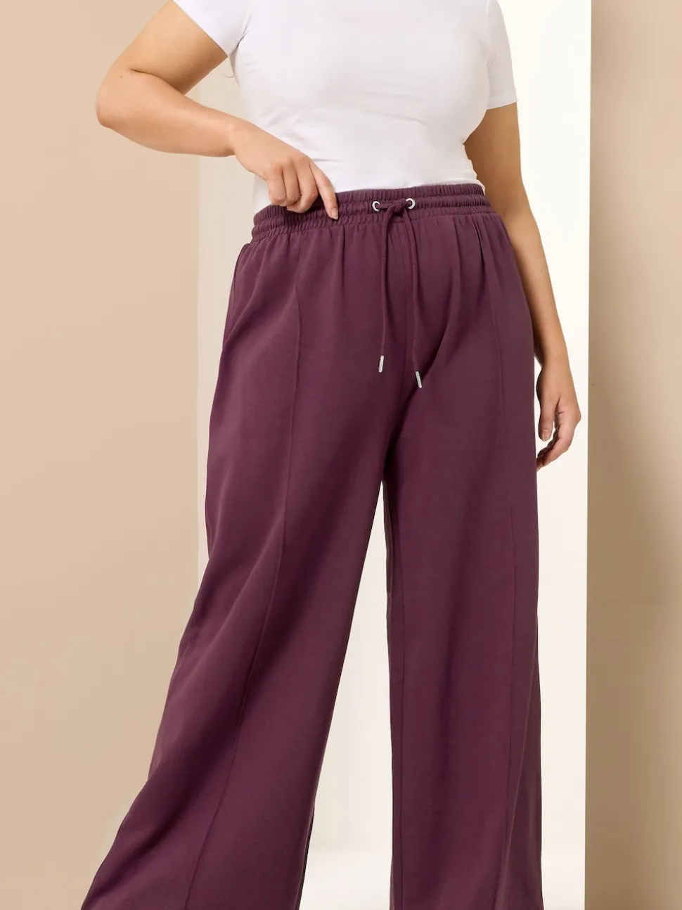 Yours Curve Red Wide Fit Wide Leg Joggers