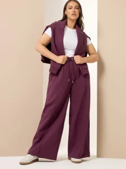 Yours Curve Red Wide Fit Wide Leg Joggers