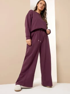 Yours Curve Red Wide Fit Wide Leg Joggers