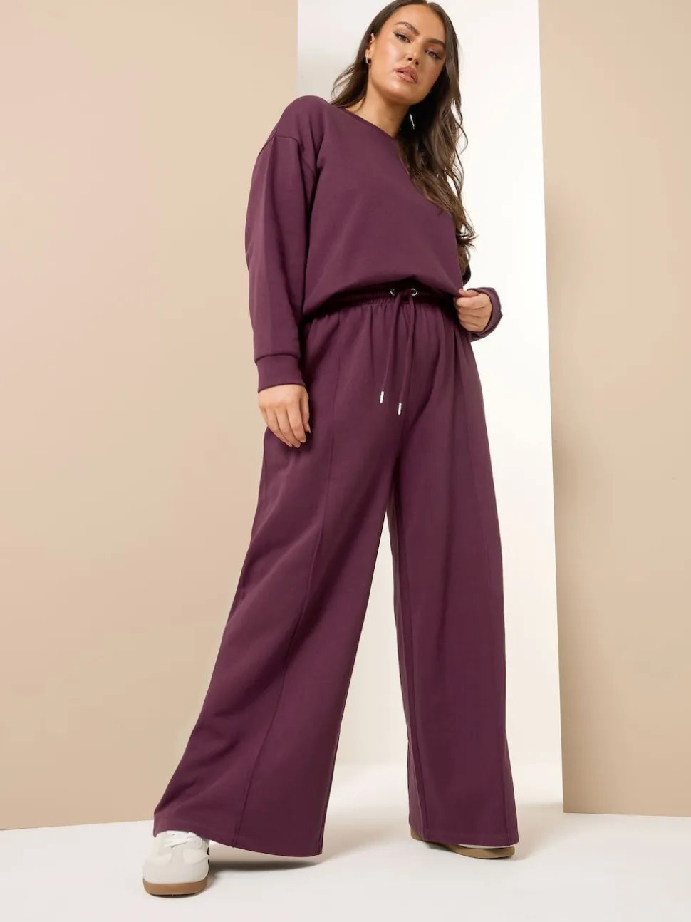 Yours Curve Red Wide Fit Wide Leg Joggers