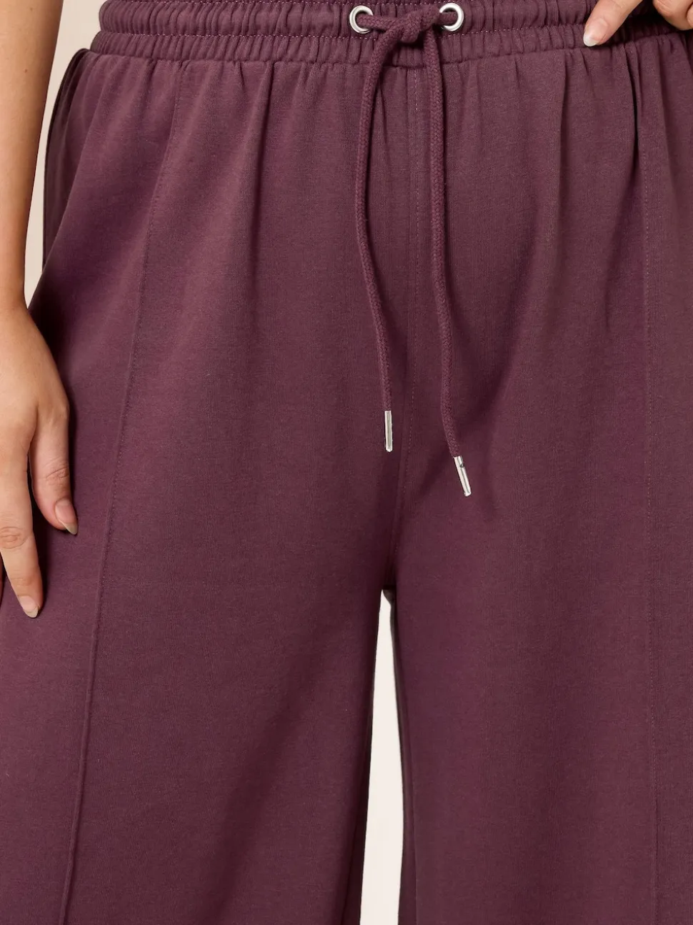 Yours Curve Red Wide Fit Wide Leg Joggers