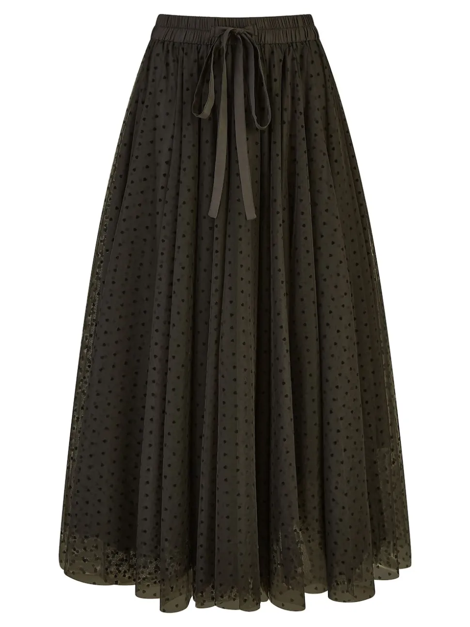 Yumi Black Mesh Heart Print Tulle Skirt
