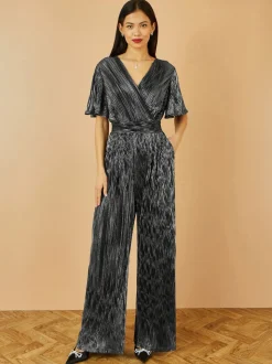 Yumi Black Pleated Jumpsuit With V-Neck