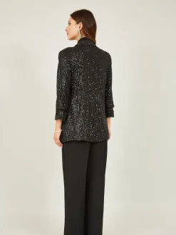 Yumi Black Sequin Blazer With Pockets