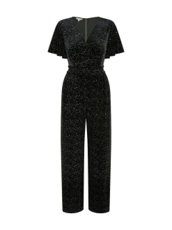 Yumi Black Sparkle Velvet Jumpsuit