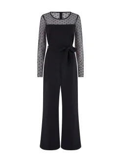 Yumi Black Spot Mesh Stretch Jumpsuit