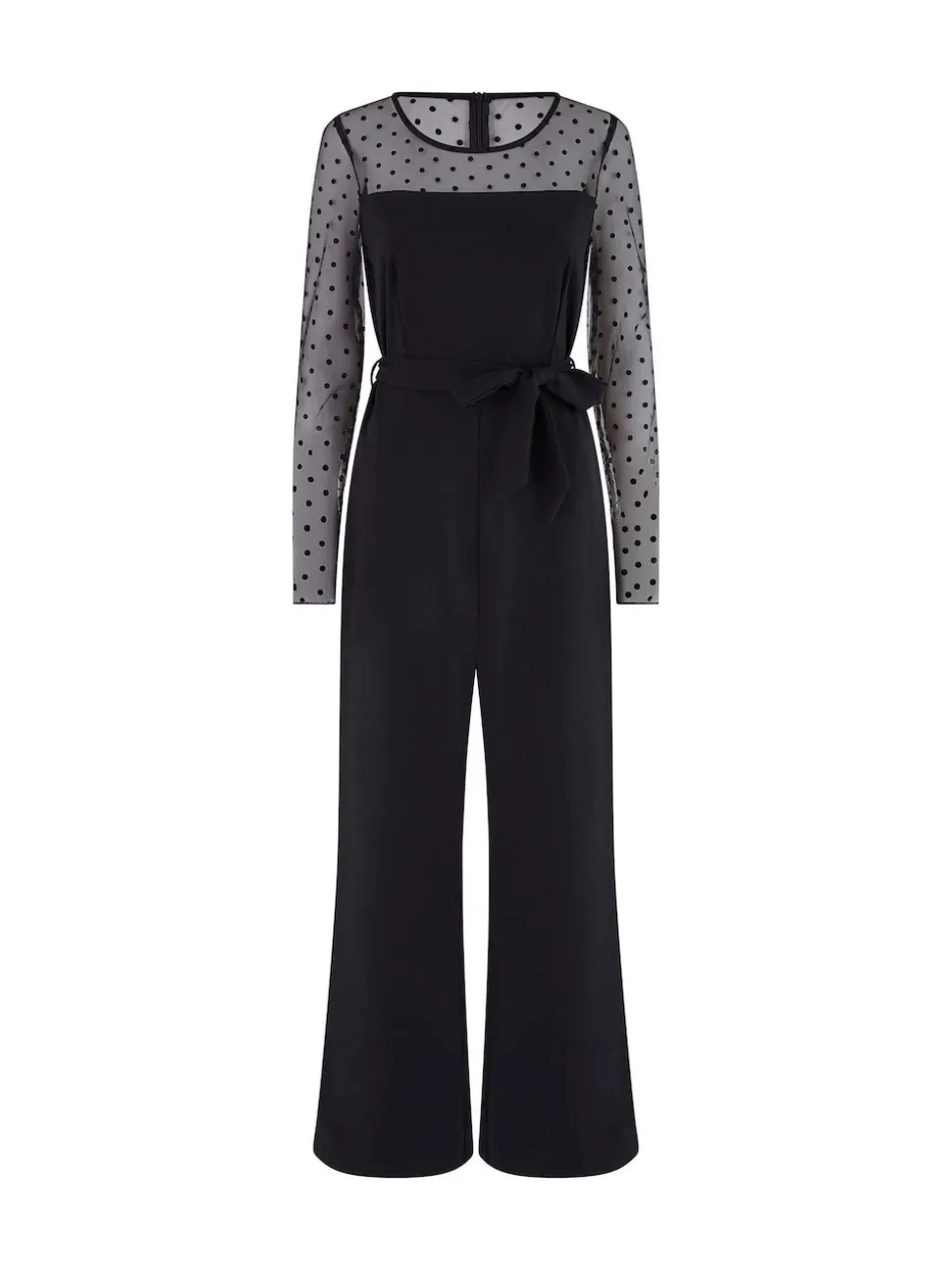 Yumi Black Spot Mesh Stretch Jumpsuit
