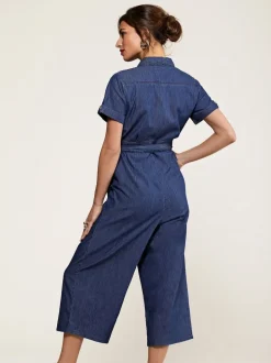 Yumi Blue 100% Cotton Denim Button Jumpsuit