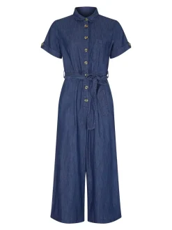 Yumi Blue 100% Cotton Denim Button Jumpsuit