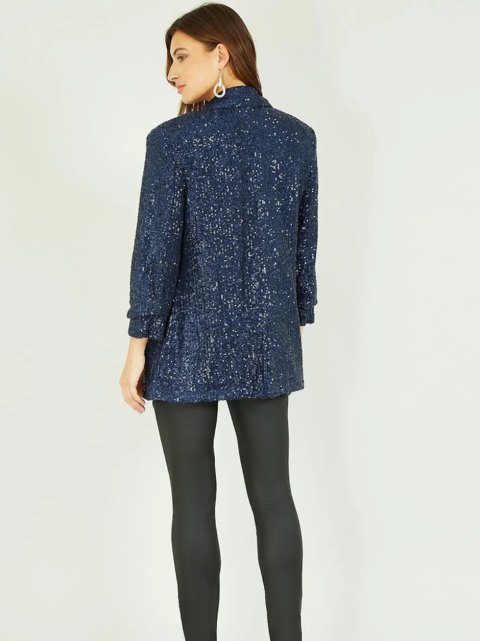 Yumi Blue Sequin Blazer With Pockets