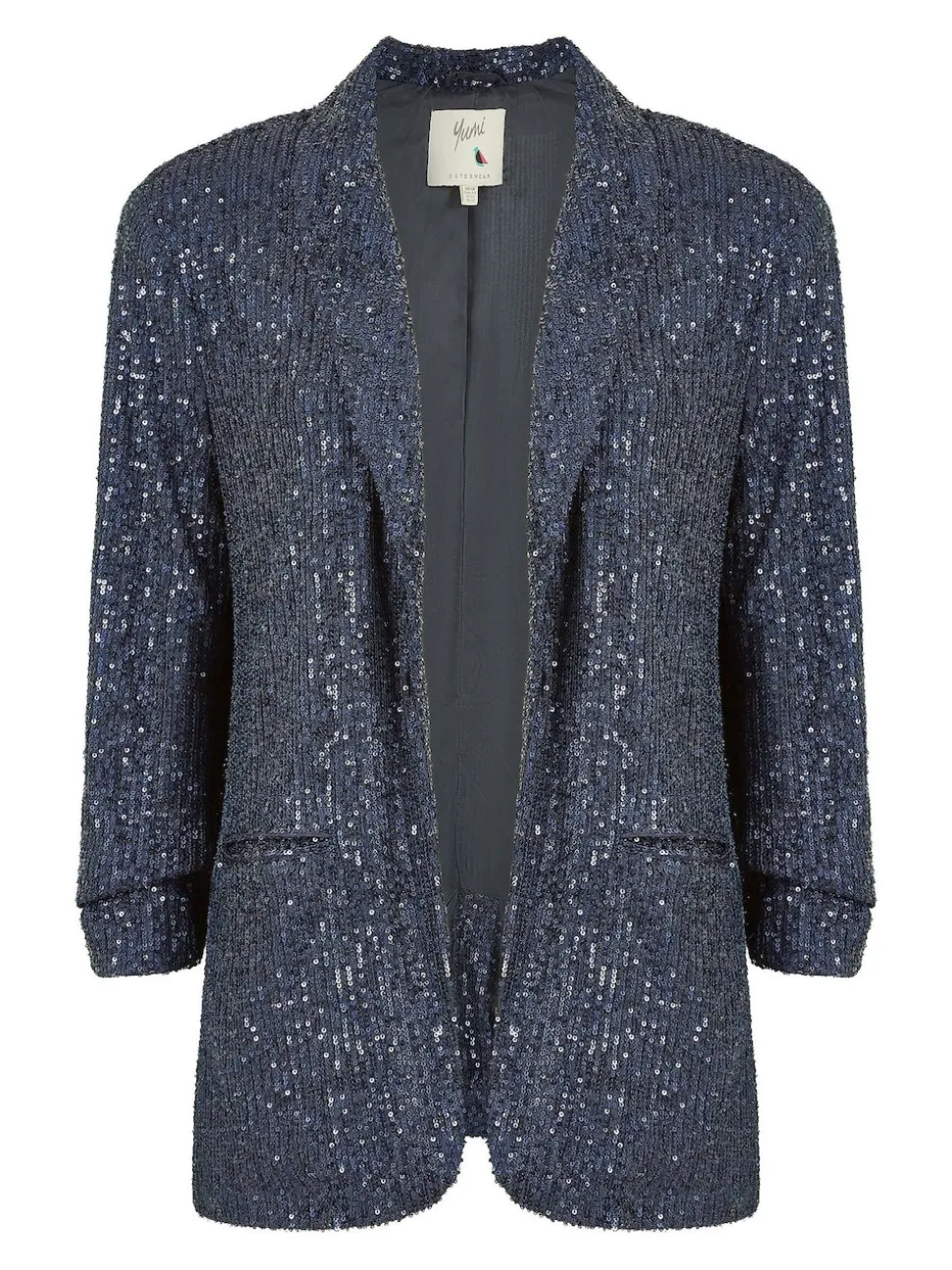 Yumi Blue Sequin Blazer With Pockets
