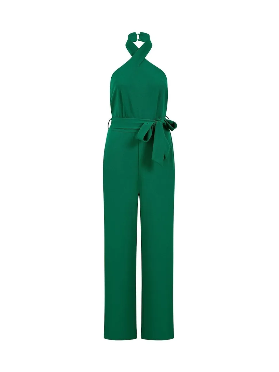 Yumi Green Cross Over Halter Neck Jumpsuit