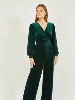 Yumi Green Velvet Long sleeve Jumpsuit