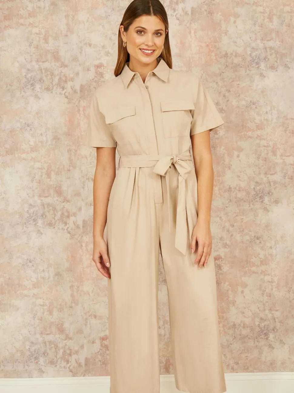 Yumi Natural Relaxed Fit Utility Jumpsuit