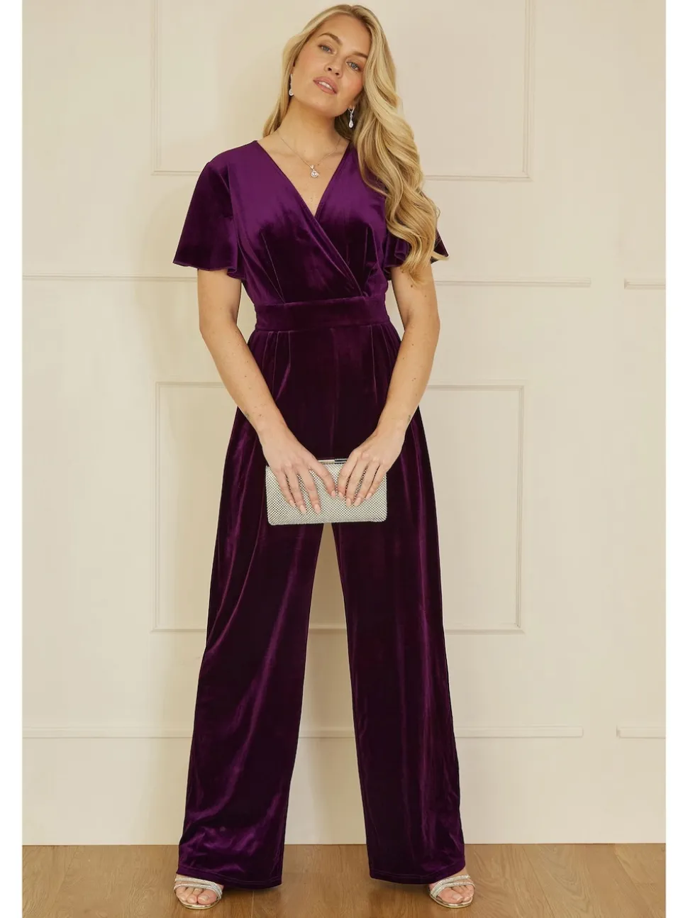 Yumi Purple Jumpsuit With Angel Sleeves