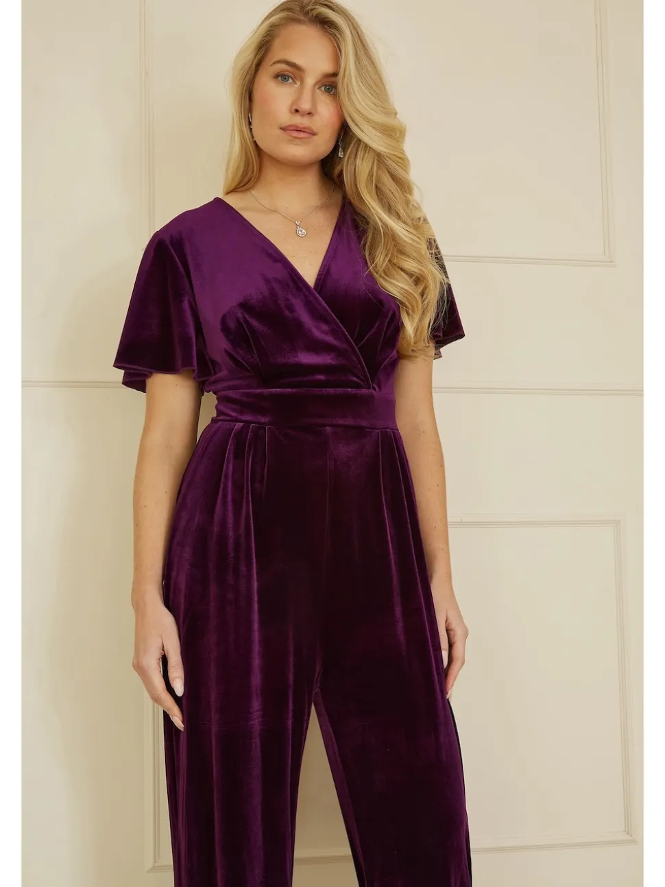 Yumi Purple Jumpsuit With Angel Sleeves