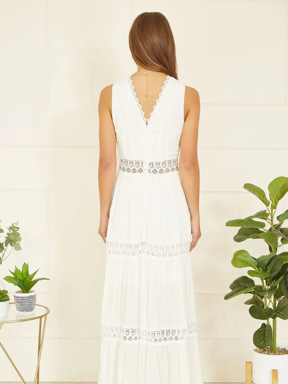 Yumi White Lace Trim Sun Dress