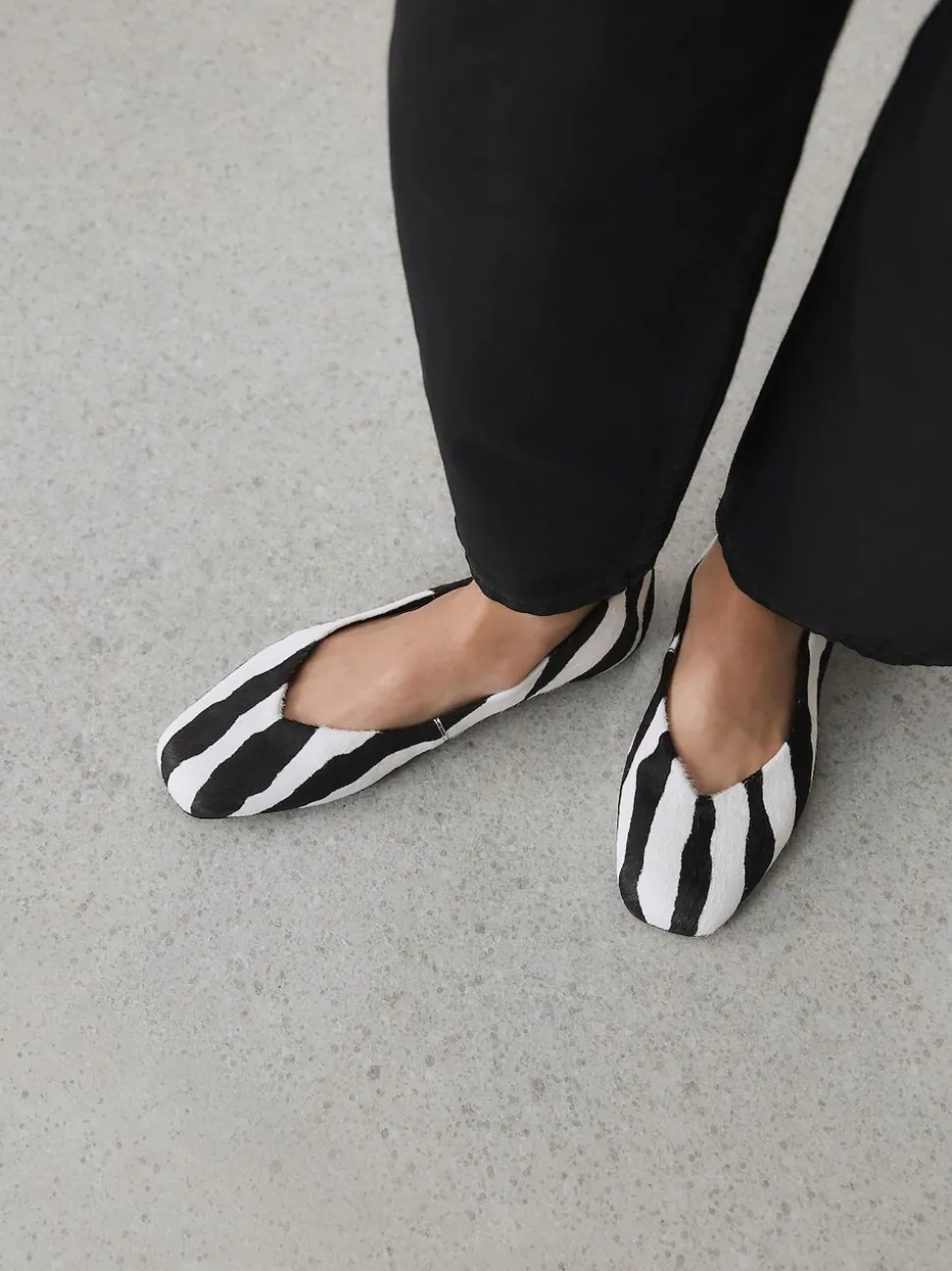 Zebra Forever Comfort® Leather Squoval Toe Ballet Flats