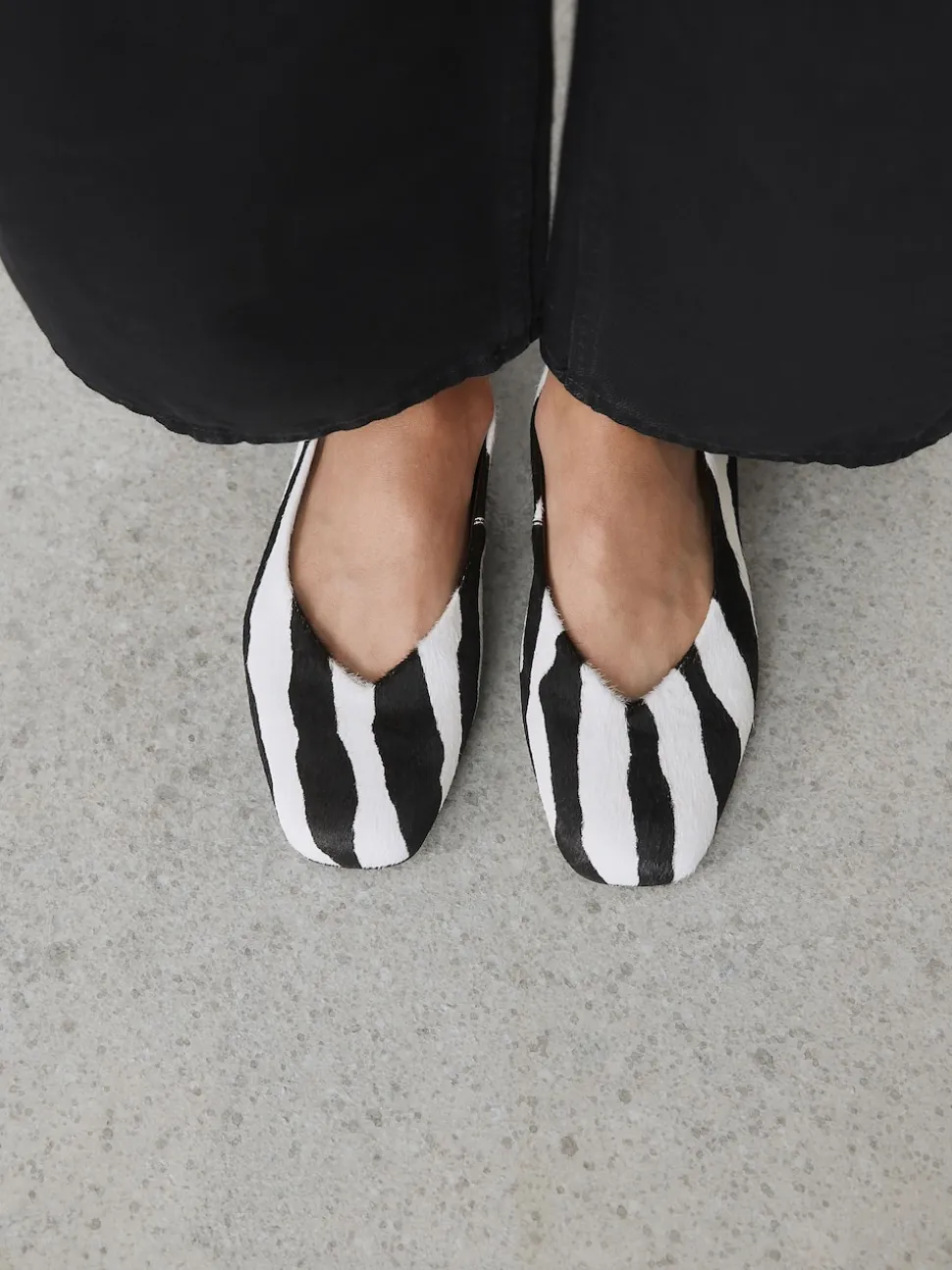 Zebra Forever Comfort® Leather Squoval Toe Ballet Flats