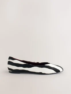 Zebra Forever Comfort® Leather Squoval Toe Ballet Flats