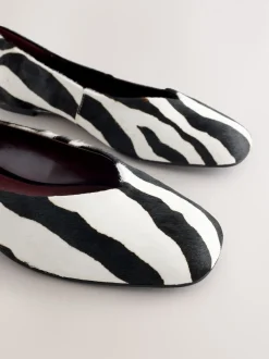 Zebra Forever Comfort® Leather Squoval Toe Ballet Flats