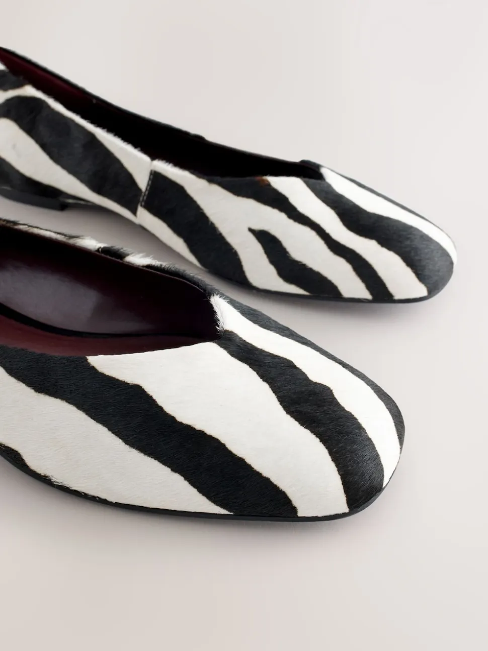 Zebra Forever Comfort® Leather Squoval Toe Ballet Flats