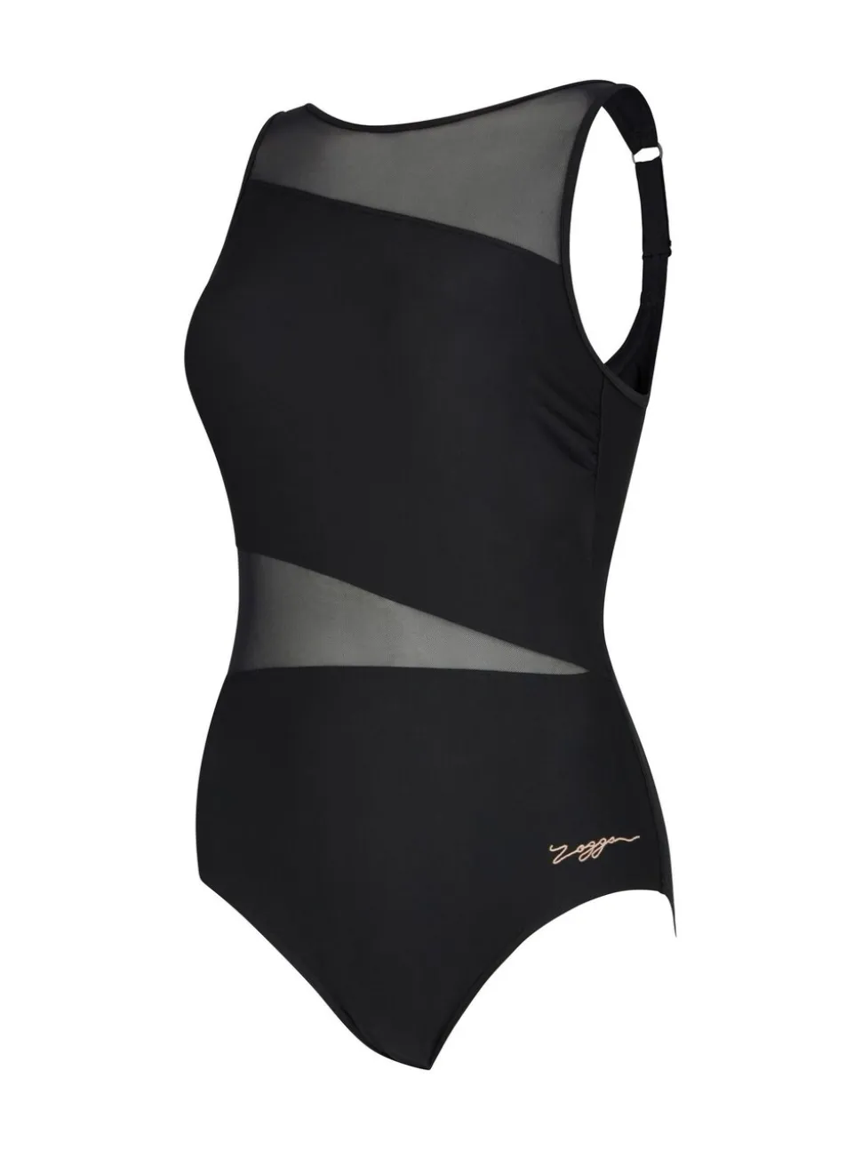 Zoggs Mesh V Back Black Swimsuit with Removable Foam Cup Support